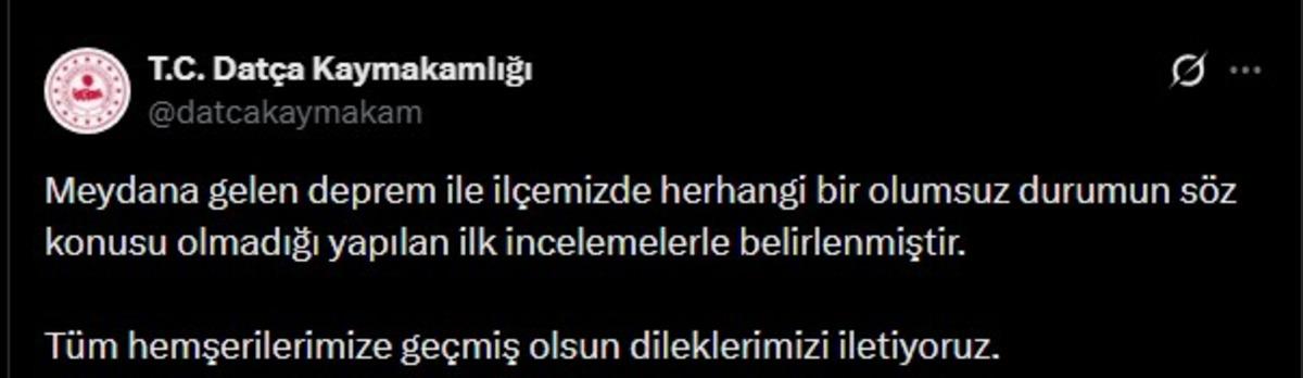 AFAD açıkladı! Datça açıklarında 5,3 büyüklüğünde deprem 2
